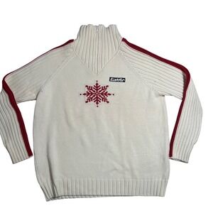 Eisbar Sport Vintage Merino Wool Blend Ski Sweater Cream Red Snowflake Mens XL